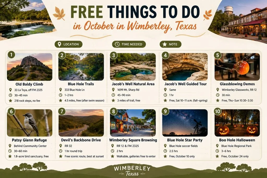 Free Things to Do in October in Wimberley Texas