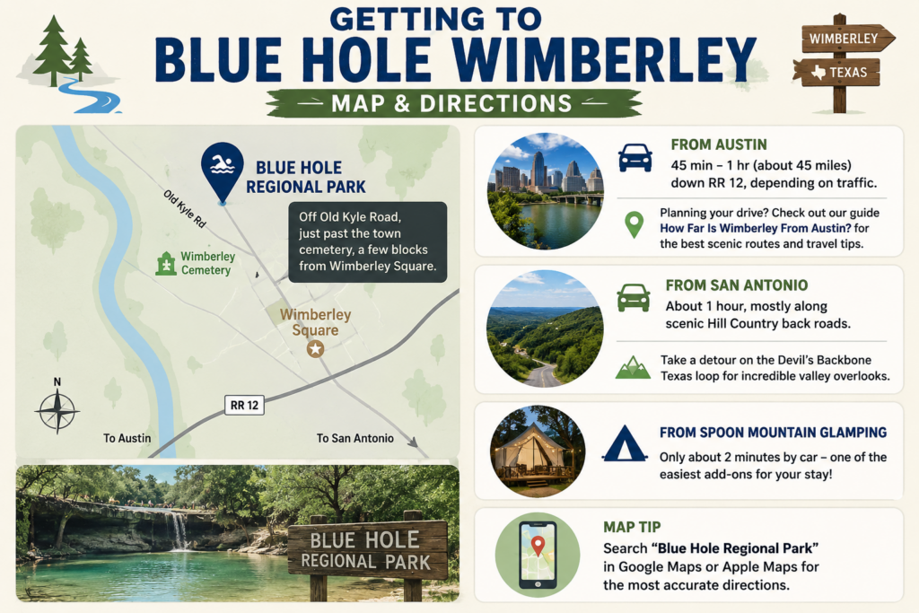 Blue Hole Wimberley: Ultimate 2026 Guide + 5 Best Tips 4 Getting to Blue Hole Wimberley: Map and Directions