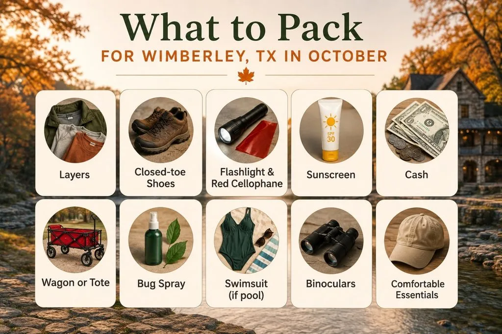 What to Pack for Wimberley TX in October