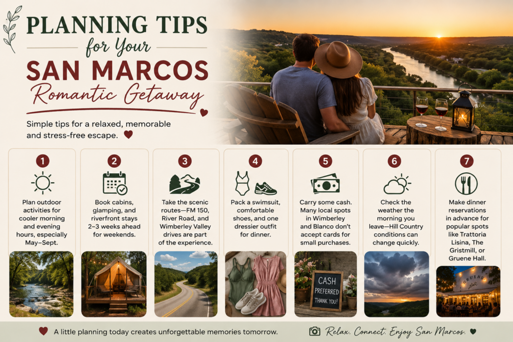 10 Dreamy Romantic Weekend Getaways Near San Marcos (2026 Love Guide) 23 Planning Tips for Your San Marcos Romantic Getaway