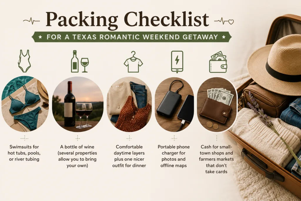 10 Romantic Weekend Getaways Near Houston (Owner Picks) 33 Packing Checklist for a Texas Romantic Weekend Getaway
