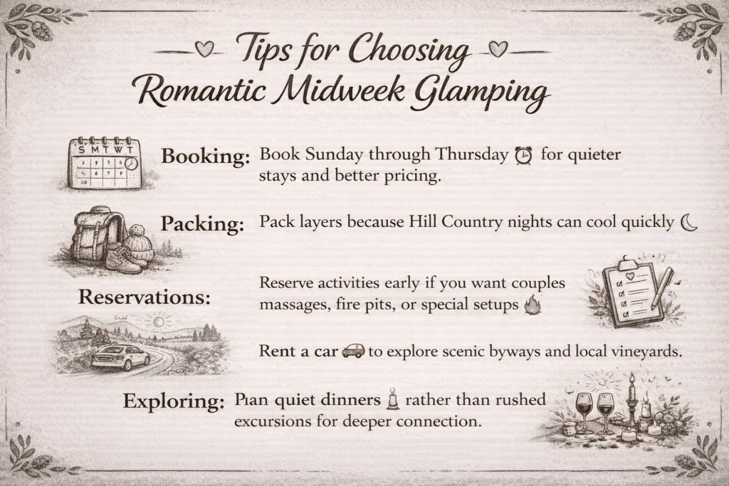 Midweek Romantic Getaways in Texas: 7 Dreamy Weekday Escapes for Couples 1 image 1 Spoon Mountain Glamping