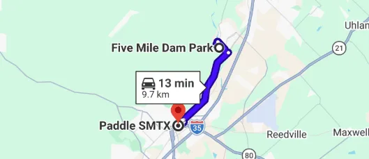 Kayaking Blanco River San Marcos from Five Mile Dam: