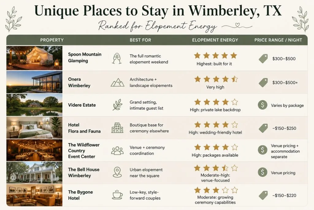 Elopement Weekend Ideas in Wimberley: 7 Dreamy Stays 2026 18 Unique Places to Stay in Wimberley