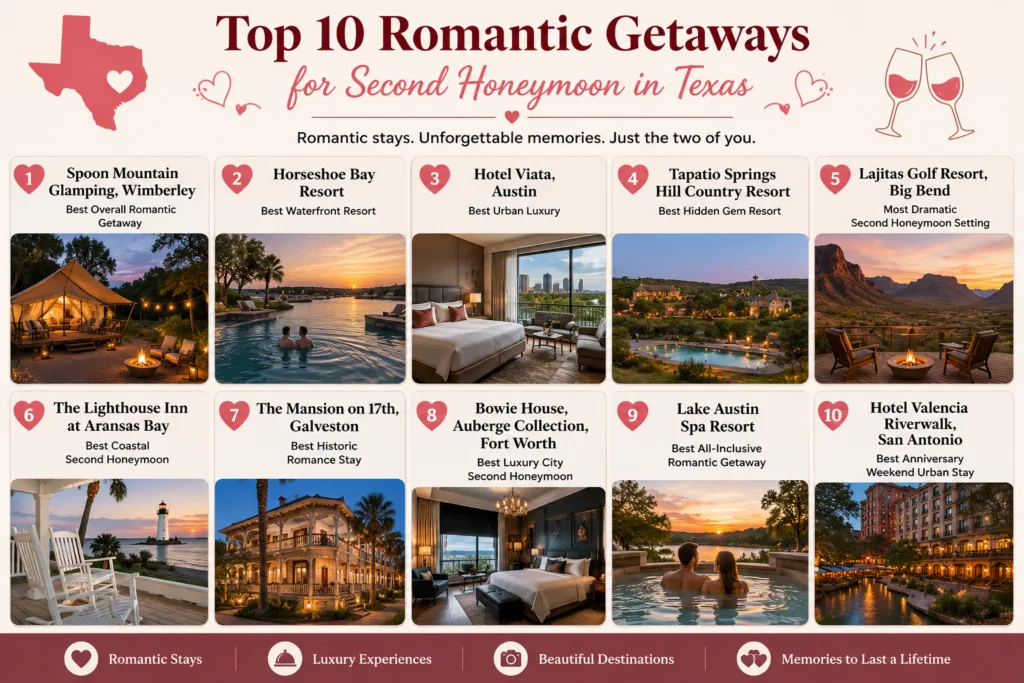 Romantic Getaways for Second Honeymoon in Texas