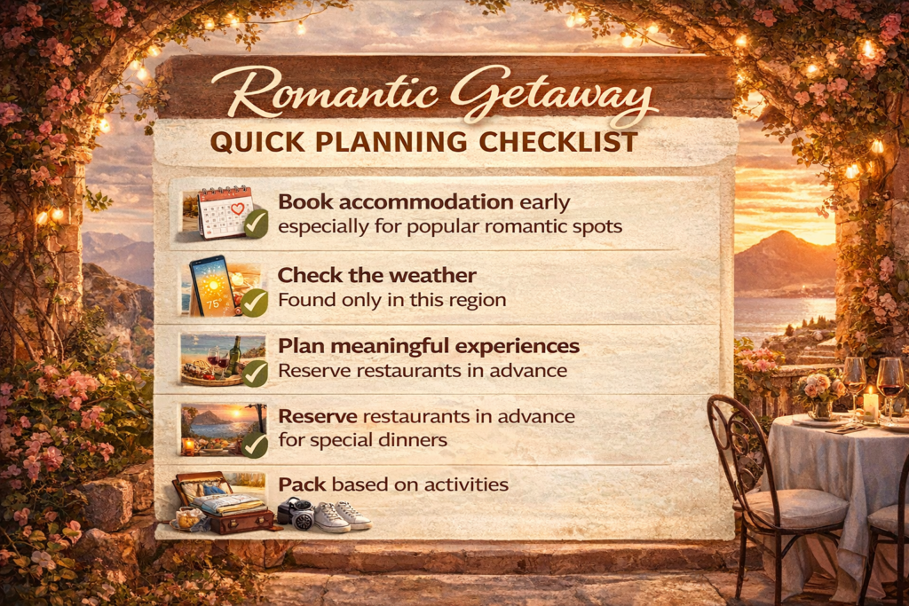 Romantic Getaway Quick Planning Checklist