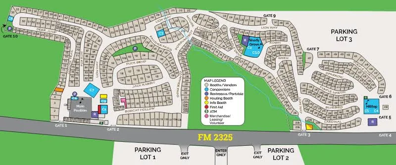 Wimberley Market Days Booth Map and Layout