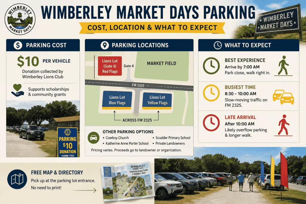 Wimberley Market Days Parking: Cost, Location, and What to Expect