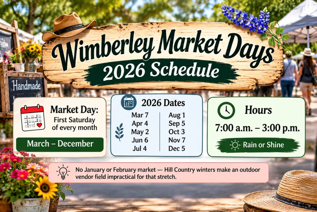 Wimberley Market Days 2026 Schedule: Dates and Hours